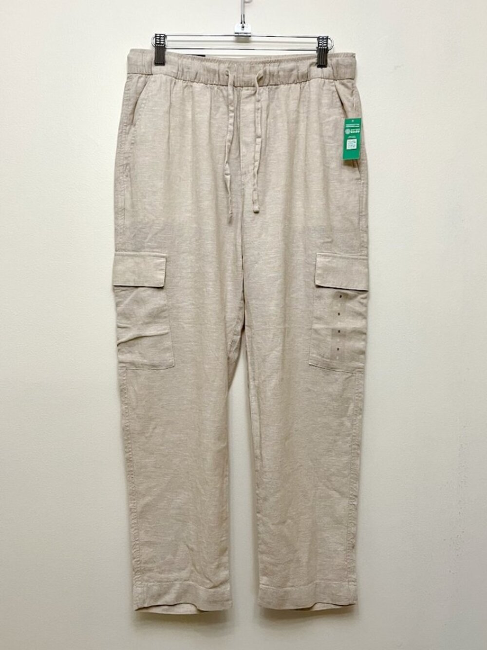 NWT GAP Factory Sand Khaki Linen Blend Cargo "Easy Pant," Size S